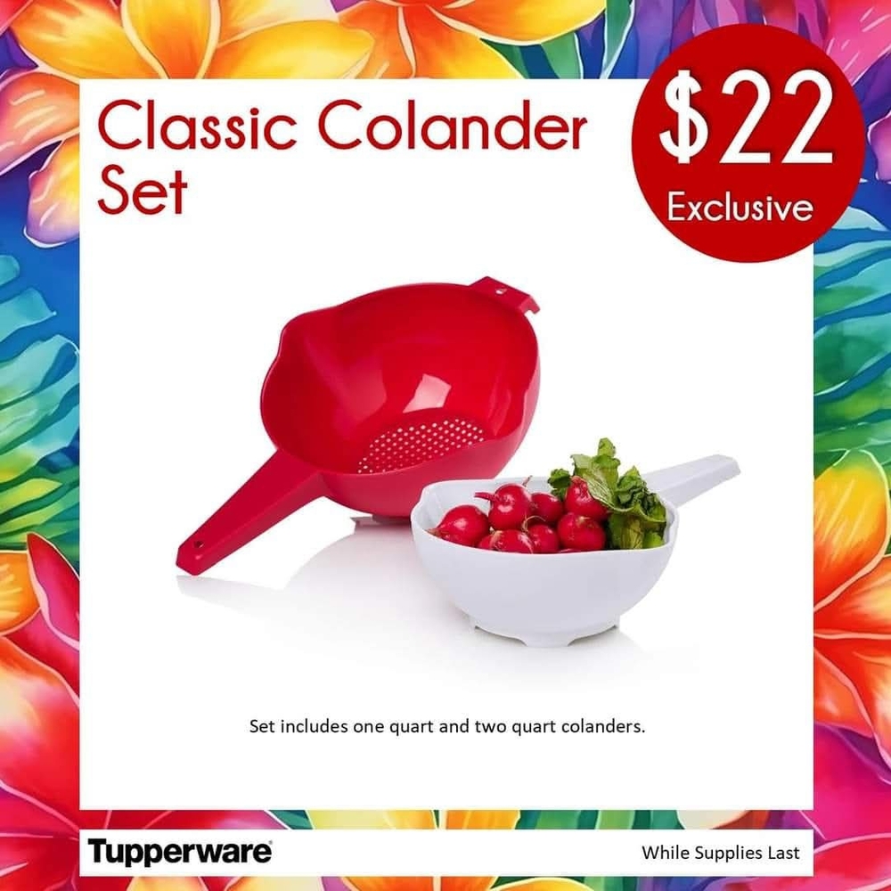 Tupperware Classic Colander Set - Red and White